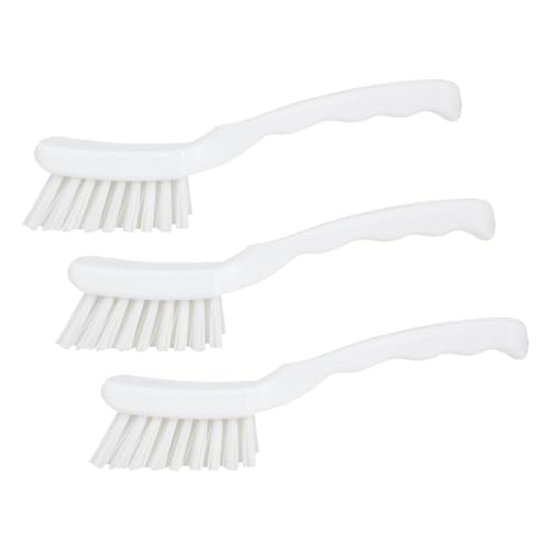 Image of SPARTA Plastic Scrub Brush, Detail Brush, Kitchen Brush with Hanging Hole for Cleaning, 7 Inches, White (Pack of 3)