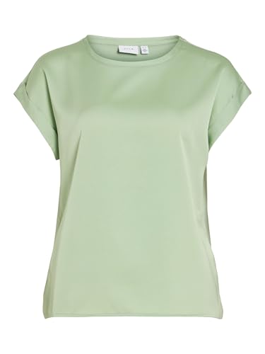 Vila Viellette S/S Satin Top - Noos, Vert fumé, 46