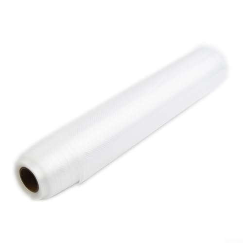 Eawfgtuw Rollos de bolsas selladoras al vacío para máquina de ahorro de alimentos, material PA+PE en relieve, compatible con congelación, microondas y hervir, alimentos transparentes (28 x 500 cm)