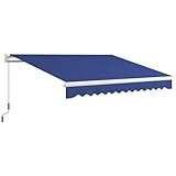 Outsunny 13' x 8' Retractable Awning, Patio Awnings, Sunshade Shelter w/Manual Crank Handle, UV & Water-Resistant Fabric and Aluminum Frame for Deck, Balcony, Yard, Dark Blue