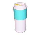 Tupperware Eco To Go Tumbler 16 oz Pink Travel Coffee Cup with Blue Sleeve