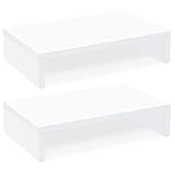 TEAMIX White Monitor Stand Riser - 2 Pack, Wood 2 Tier Adjustable Dual Monitor Riser for Laptop/PC Computer Stand for Desk