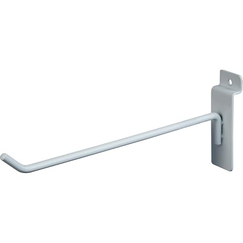 Econoco Slatwall Deluxe Hooks, 8 Inch Display Hooks for Slatwall Panels, Heavy Duty Metal, Pack of 96, White