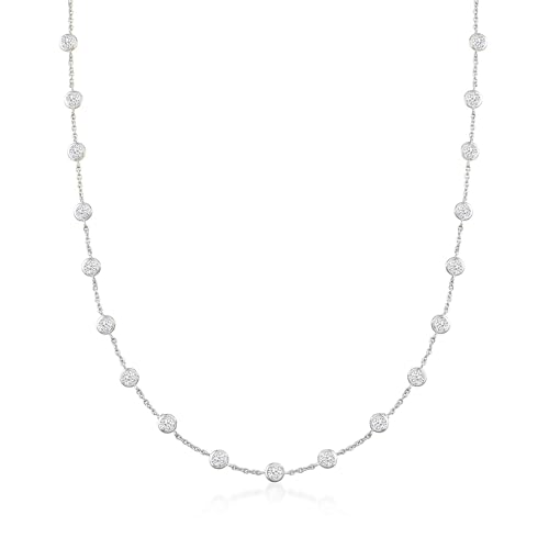 Ross-Simons 10.00 ct. t.w. Bezel-Set CZ Station Necklace in Sterling Silver