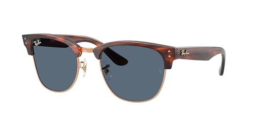 Ray-Ban RBR0504S Sunglasses Bundle: RBR 0504 S CLUBMASTER REVERSE 13983A Striped Havana On Rosegold/Dark Blue Polyamide Standard and Universal Anti-slip Silicone Leash