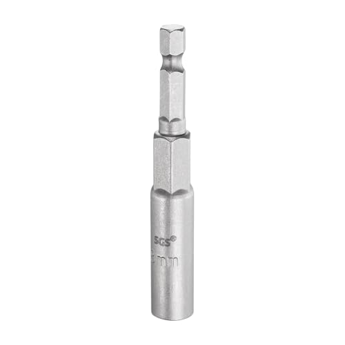 sourcing map Nut Driver Drill Bit 8mm Metric Socket 1/4 Hex Shank 3.15 (80mm) Long 6-Point Sockets Quick Change CR-V Steel Bolt Setters for Power Drill Drivers