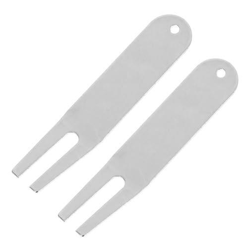 STOBOK 2個 ゴルフディボット修理ツール ステンレス製 軽量携帯用 グリーンフォーク 芝生修復用 ゴルファー向け練習アクセサリー