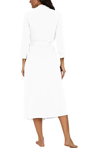 VINTATRE Women Kimono Robes Long Knit Bathrobe Lightweight Soft Knit Sleepwear V-neck Casual Ladies Loungewear