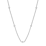 DYUNQ Moissanite Necklace for Women Sterling Silver, Station Tennis Choker Layering Bezel Set Chain, 2.5MM to 4MM Lab Created Diamond Dainty Simple Adjustable 16 Inch to 18 Inch
