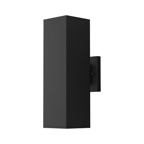 Image of JAYMP 13 inch Up and Down Wall Sconce Aluminum Modern Outdoor Light, Black Rectangular IP65 Waterproof Exterior Wall Lamp for Front Door Patio Porch Staircase Hallway (1 Pack)