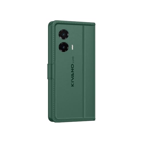 Image of KIVANO LUXE Compatible for Motorola G35 5G Luxury Handmade Leather Magnetic Flip Folio Case | Card Holder & Kickstand | Slim Protective Cover | Unisex - Green