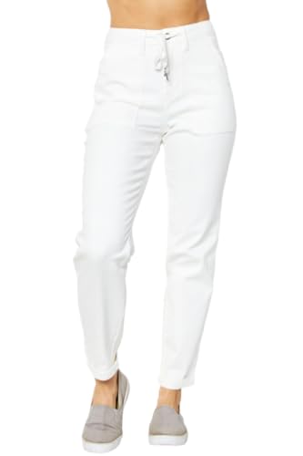 Judy Blue High Rise Joggers in Ecru