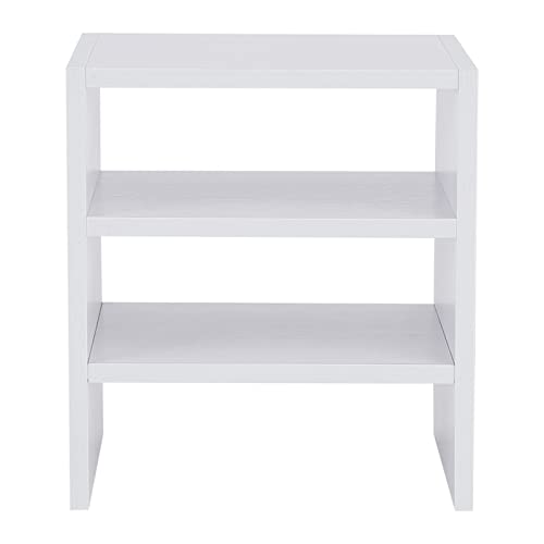 Yosoo Wooden Monitor Riser Stand with 3 Layers Shelf Height Increase, Neck and Spine Protection – Tidy Desk for Home or Office Use (White)