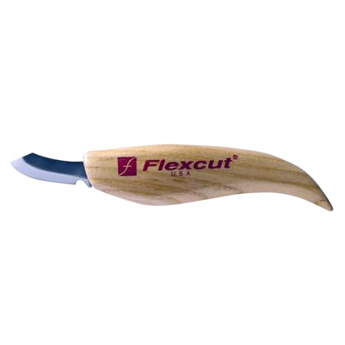 Image of FLEXCUT Wood Carving Knives | Upsweep Knife | Ultra-Thin 1095 High Carbon Steel Blade | Ergonomic Solid Ash Wood Handle | KN28 |Made in the U.S.A.