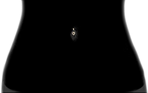 Ritastephens 14k Solid Gold Cubic Zirconia Open Heart Belly Button Navel Ring Body Art (Yellow or White)3