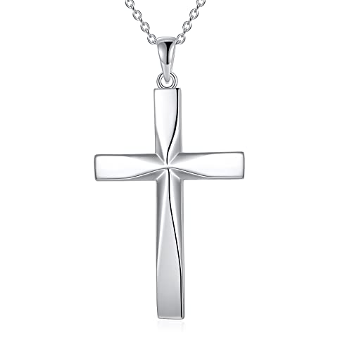 ONEFINITY Religious Cross Pendant Necklace Sterling Silver Origami Cross Pendant Gifts for Women Men Jewelry