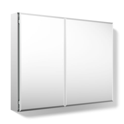 Kohler CB-CLC3526FS Double Door Beveled Mirrored Medicine Cabinets for Bathroom with Mirror Doors & Adjustable Shelves, Rectangular Beveled Edge, 35 in. W x 26 in. H - image 1