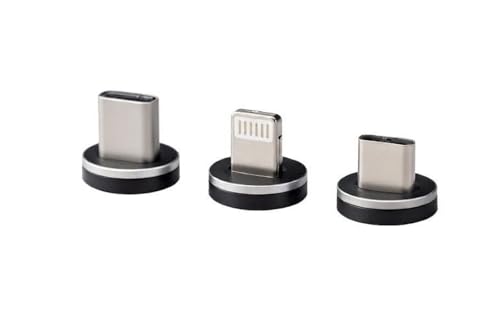 Image of alain Magnetic Charging Tips Set 3 In 1 Replacement Connector Kit For Wireless Charging Cable And Power Bank | USB Type C, Micro USB, Lightning Connector Tips