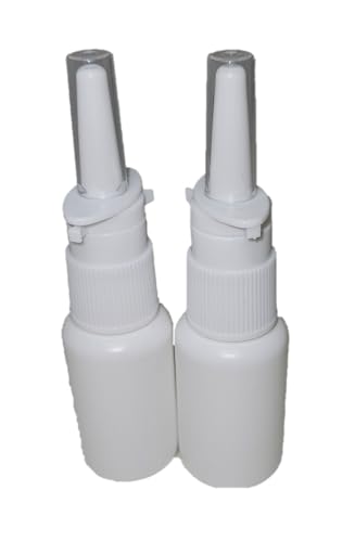 Snoot! 2-Pack 30ml (1 oz) Nasal Spray Bottle Mist Sprayer - Empty Refillable White Plastic Spray...