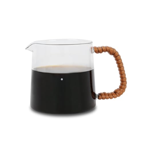 watchget Coffee Server 300ml Standard Glass Coffee Carafe For Pour Over Coffee & Tea Clear Coffee Pot with Rattan Handle, 10.1 fl oz - Thumbnail 2