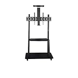Mobile TV Cart Stand for 32-70 Inch Screens Adjustable Height Rotating Design for Live Streaming Floor-Standing TV Mount with Top Tray - Ideal for Presentations & Events