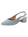 Tamaris Damen Sling Pump mit Blockabsatz Leder, blau, 39 EU