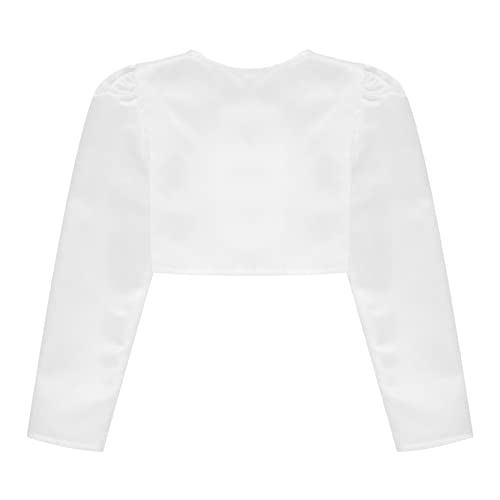 Kids Flower Girls Long Sleeve Bolero Shrug Cardigan Satin Open Front Wedding Party Dress Coat Bowknot Outerwear3