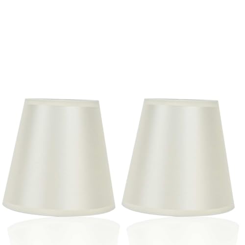 Pantalla De Lámpara Pequeña Blanca, Pantalla De Barril Juego De 2 Pantallas De Lámpara Pequeñas Clip En Bombilla Tela Clip En Pantallas De Lámpara De Araña, 3.6x5.6x5.1in(Blanco)