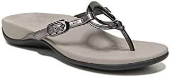Vionic Women's Rest Karina Backstrap Sandal- Supportive Ladies Slip on Sandals That Include Three-Zone Comfort with Orthotic Insole Arch Support, Medium and Wide Fit Pewter Metal 9 Medium US