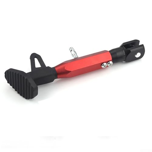 Cavalletto regolabile per moto, supporto laterale in lega di alluminio per la maggior parte delle moto, montaggio per parcheggio sicuro e stabilità (rosso)