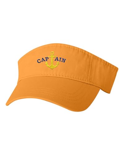 Image of Go All Out Adult Blue Captain & Yellow Anchor Embroidered Visor Dad Hat