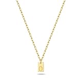Collares con inicial de oro para mujer, chapado en oro de 14 quilates, delicado collar con colgante de etiqueta inicial personalizada, joyería de moda O