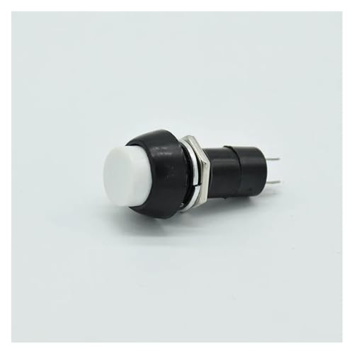 FOCCAR 6pcs/Lot 12mm Push Button Switch Self-Locking/Momentary Switchs 3A 150V PBS-11A PBS-11B 2PIN (6 White,Self-Locking)