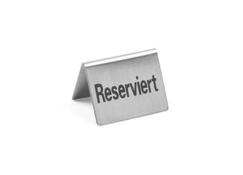 HENDI Tischschild Reserviert 4 Stück auf Deutsch 50x35x(H)40mm Edelstahl