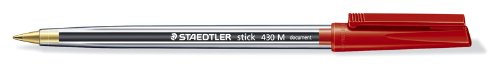 Staedtler Stick Ballpoint Pen Medium Tip Tamper-Proof Ink (Pack of 50 red