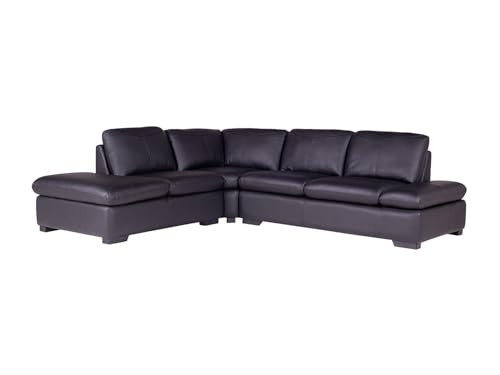 Vente-unique - Canapé d'angle en Cuir Onyx II - Noir - Angle Gauche