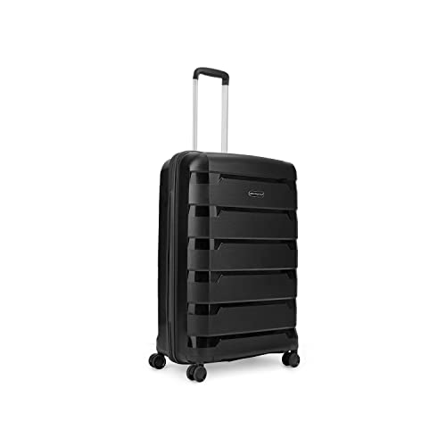 Image of Aristocrat Polypropylene (Pp) Porto 55 CM Black Polypropylene Harsided Hard Cabin Luggage 8W Strolley 8 Spinner Wheels Trolley Bag, Small