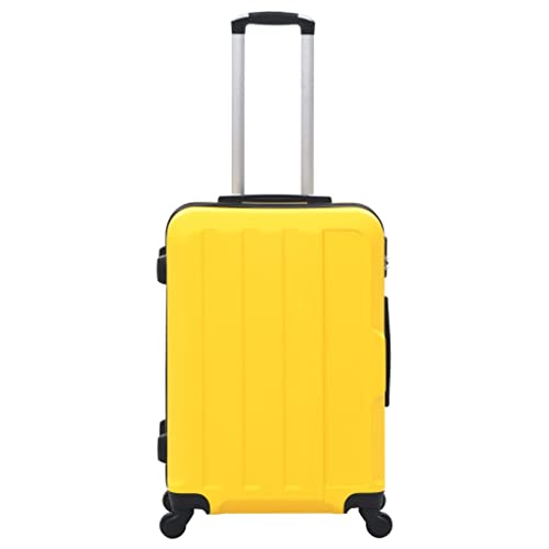 Durable Hardcase Trolley Set - 3 Piece Luggage Set in Yellow, Lightweight ABS, 360 Degree Castors3