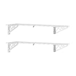 SafeRacks Wall Shelves - 2 Pk 12"x36" Wall Mountable Shelving Unit for Pantry or Utility, Heavy Duty Shelves w/ 4 Accessory Hooks, 300lbs Capacity, White