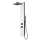 Marco Mammoliti | Pannello Doccia Dundee con Miscelatore e Deviatore 3 Funzioni in Alluminio, 140x53x20cm