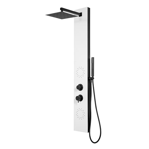 Marco Mammoliti | Pannello Doccia Dundee con Miscelatore e Deviatore 3 Funzioni in Alluminio, 140x53x20cm