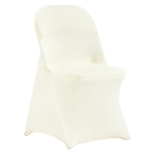 VEVOR Housses de Chaise Pliantes en élasthanne Extensible, Blanc Ivoire, Housses de Protection Universelle, Amovibles et lavables, pour Mariage, Vacances,...