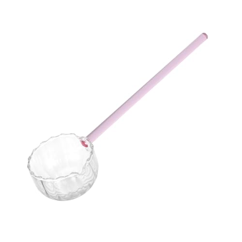 GALPADA Vidrio con Mango para Sopa Cucharón de Vidrio para Cócteles para Café y Postres para Helados Salsas y Bebidas Color Rosa