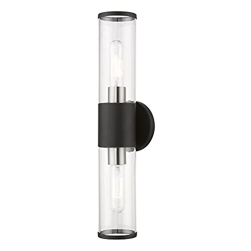 Image of Livex Lighting 17282-04 Banca 2-Light Wall Sconce, Black /Brushed Nickel | Brushed Nickel Accent