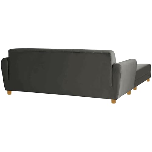 Image of Rosebell-Modern L-Shape Velvet Sofa Set for|Right-Hand Sectional Sofa with Tufted Back 4-Seater Corner Couch,Perfect for Home Office Guests Living Room-Grey