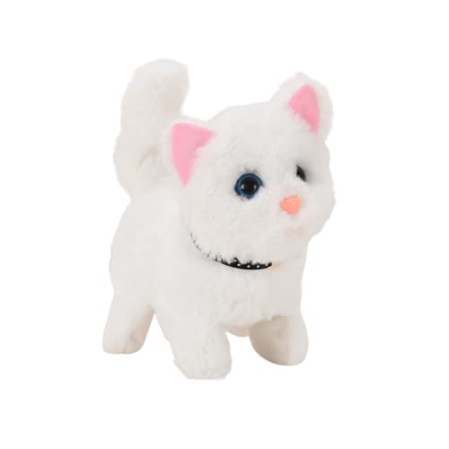 Chat en peluche en peluche qui marche - Jouet électronique mécanique pour chaton qui marche, miaou, anniversaire, Noël, Thanksgiving, fête des enfants - Cadeau pour bébé