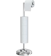 WZKALY Toilet Paper Holder Stand, Chrome Free Standing Toilet Paper Holder with Storage for Bathr...