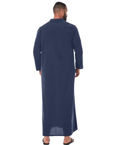 YAOHUOLE Kaftan for Men - Long Sleeve Muslim Thobe with Button Down Closure4