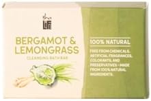 ISHA Natural Bath Soap Bar, 4 Varieties - Shea Butter & Honey, Mint Leaf & Barley Grass, Bergamot & Lemongrass, Lavender & Comfrey, 100% Natural Ingredients (Bergamot & Lemongrass)