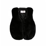 キッズ服 ベスト ファーベスト 女の子 子供服 可愛い フェイクファー エコファー ジレ ショート丈 アウター 毛皮ベスト ふわふわ もこもこ ファージャケット ノースリーブ 子ども服 暖かい 春 秋 冬 お洒落 結婚式 披露宴-ブラック||140